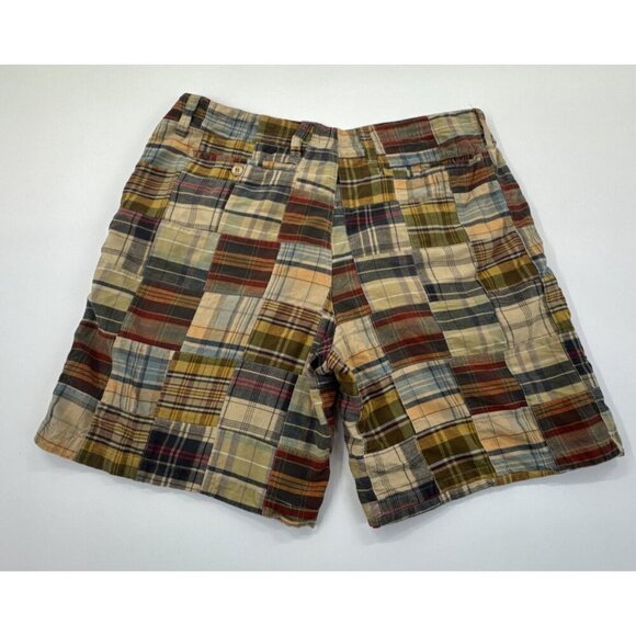 Vintage Duck Head Shorts Mens 34 Tan Madras Plaid Cotton Chino Patchwork Y2K - Picture 3 of 15